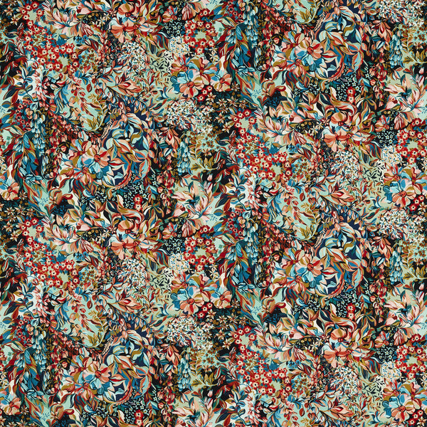 Aubrey Velvet - Midnight/Spice Black By Clarke And Clarke | Clarke & Clarke Ferndene | Botanical & Floral Upholstery Print