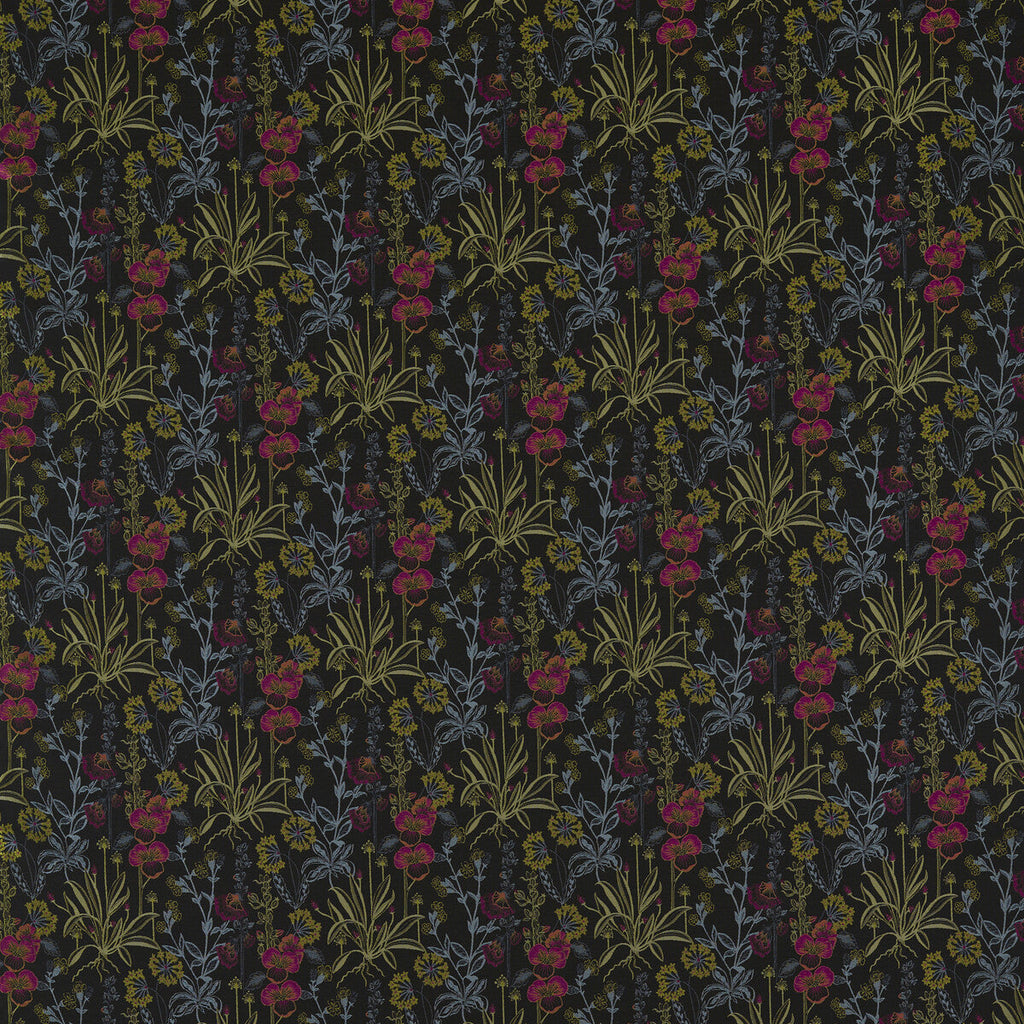 Samples and Purchasing available for Elmsdale Jacquard - Noir Black By Clarke And Clarke | Clarke & Clarke Ferndene | Botanical & Floral Drapery  at Designer Wallcoverings and Fabrics