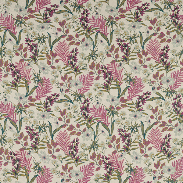 Hazelbury Linen - Coral Ivory By Clarke And Clarke | Clarke & Clarke Ferndene | Botanical & Floral Multipurpose Print