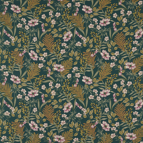 Hazelbury Linen - Forest Green By Clarke And Clarke | Clarke & Clarke Ferndene | Botanical & Floral Multipurpose Print