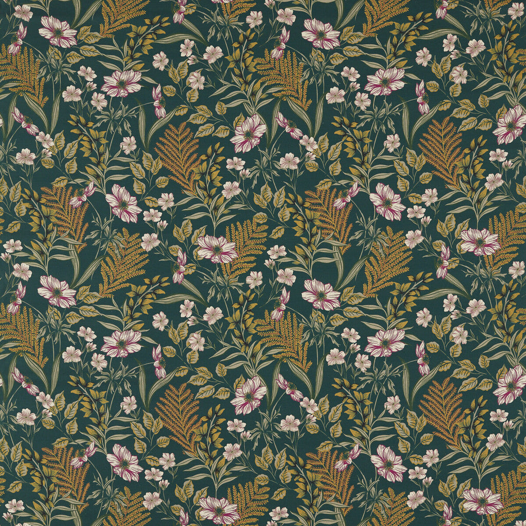Samples and Purchasing available for Hazelbury Linen - Forest Green By Clarke And Clarke | Clarke & Clarke Ferndene | Botanical & Floral Multipurpose Print at Designer Wallcoverings and Fabrics