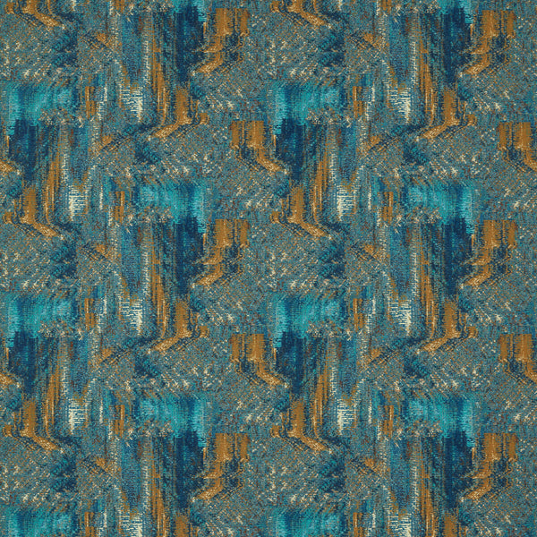 Hillcrest Velvet - Teal/Spice Green By Clarke And Clarke | Clarke & Clarke Ferndene | Abstract Upholstery Print