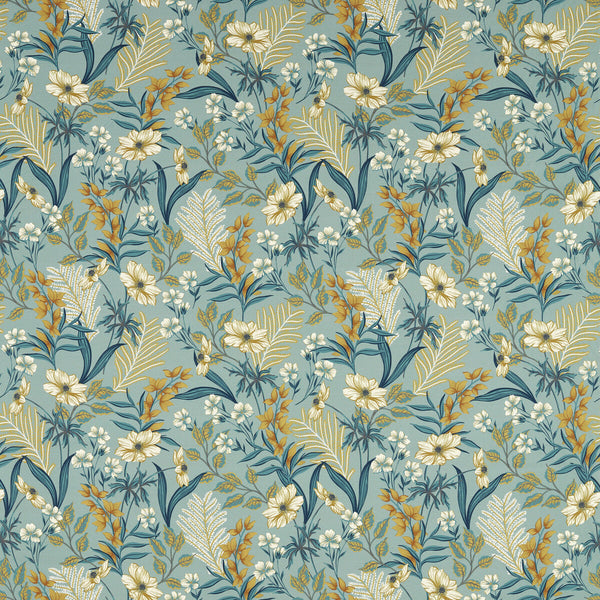 Hazelbury - Mineral Teal By Clarke And Clarke | Clarke & Clarke Ferndene | Botanical & Floral Multipurpose Print