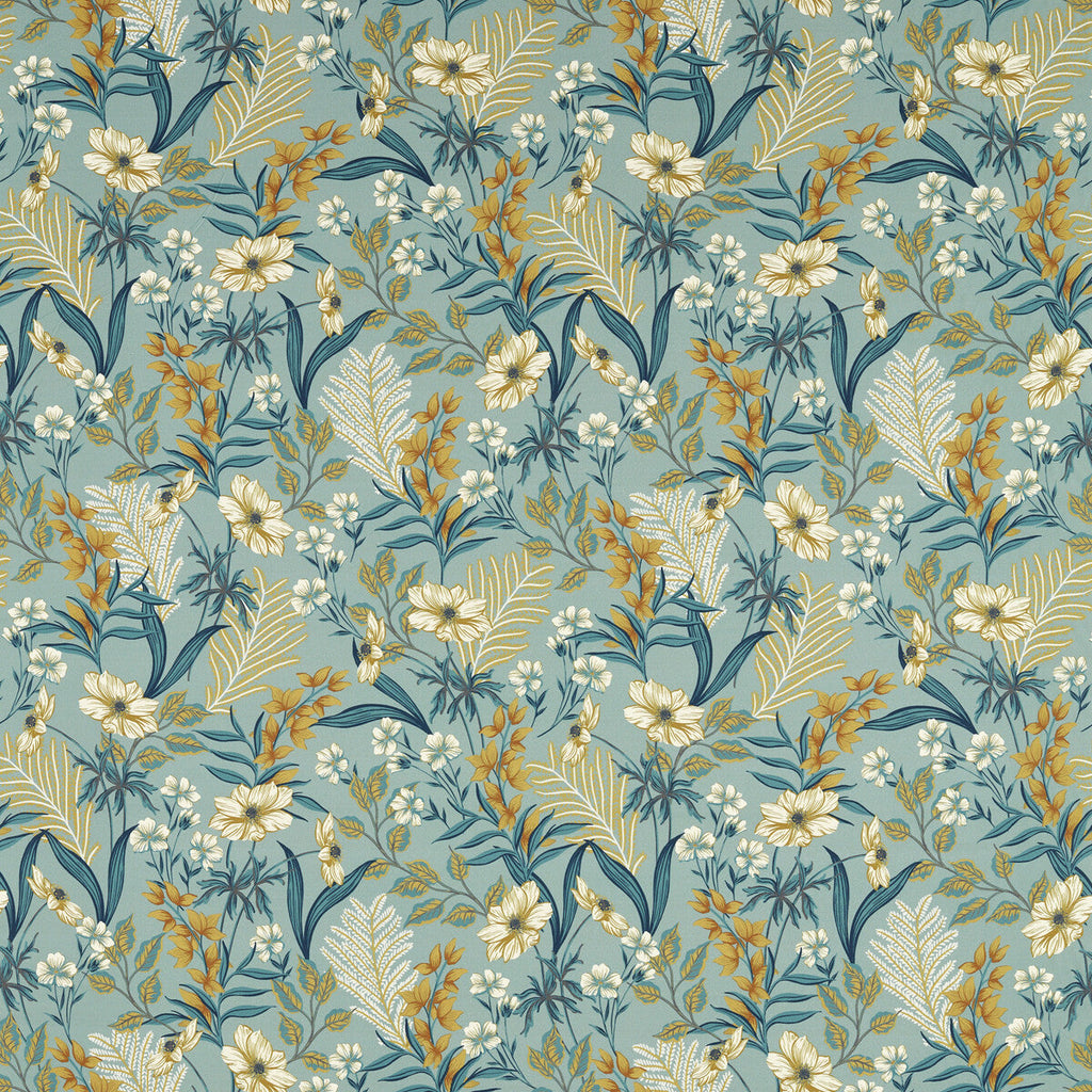 Samples and Purchasing available for Hazelbury - Mineral Teal By Clarke And Clarke | Clarke & Clarke Ferndene | Botanical & Floral Multipurpose Print at Designer Wallcoverings and Fabrics