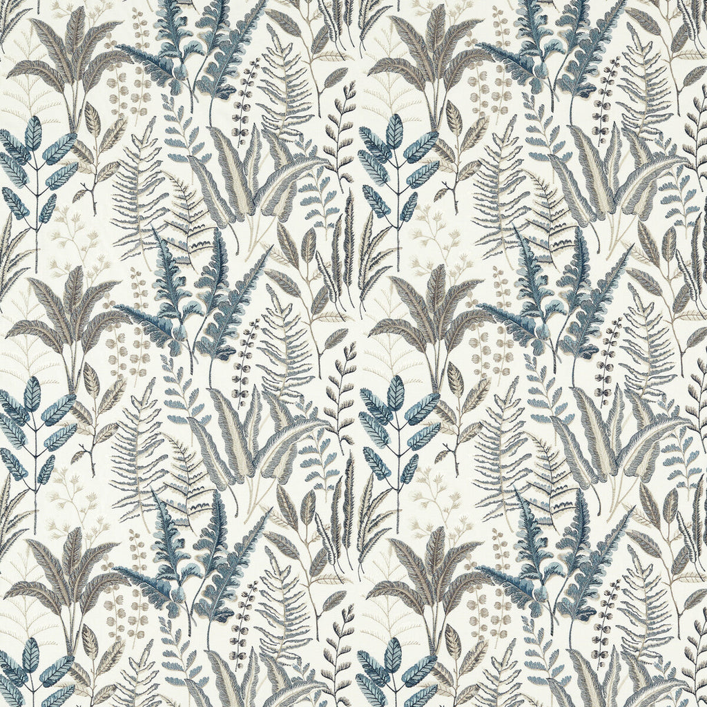 Samples and Purchasing available for Bracken - Denim Emb Dark Blue By Clarke And Clarke | Clarke & Clarke Marianne |Botanical & Floral Texture Drapery Embroidery at Designer Wallcoverings and Fabrics