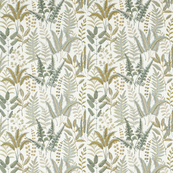 Bracken - Glade Emb Green By Clarke And Clarke | Clarke & Clarke Marianne |Botanical & Floral Texture Drapery Embroidery