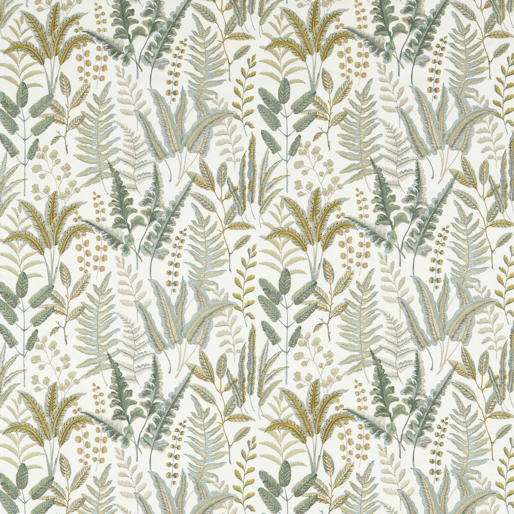 Samples and Purchasing available for Bracken - Glade Emb Green By Clarke And Clarke | Clarke & Clarke Marianne |Botanical & Floral Texture Drapery Embroidery at Designer Wallcoverings and Fabrics