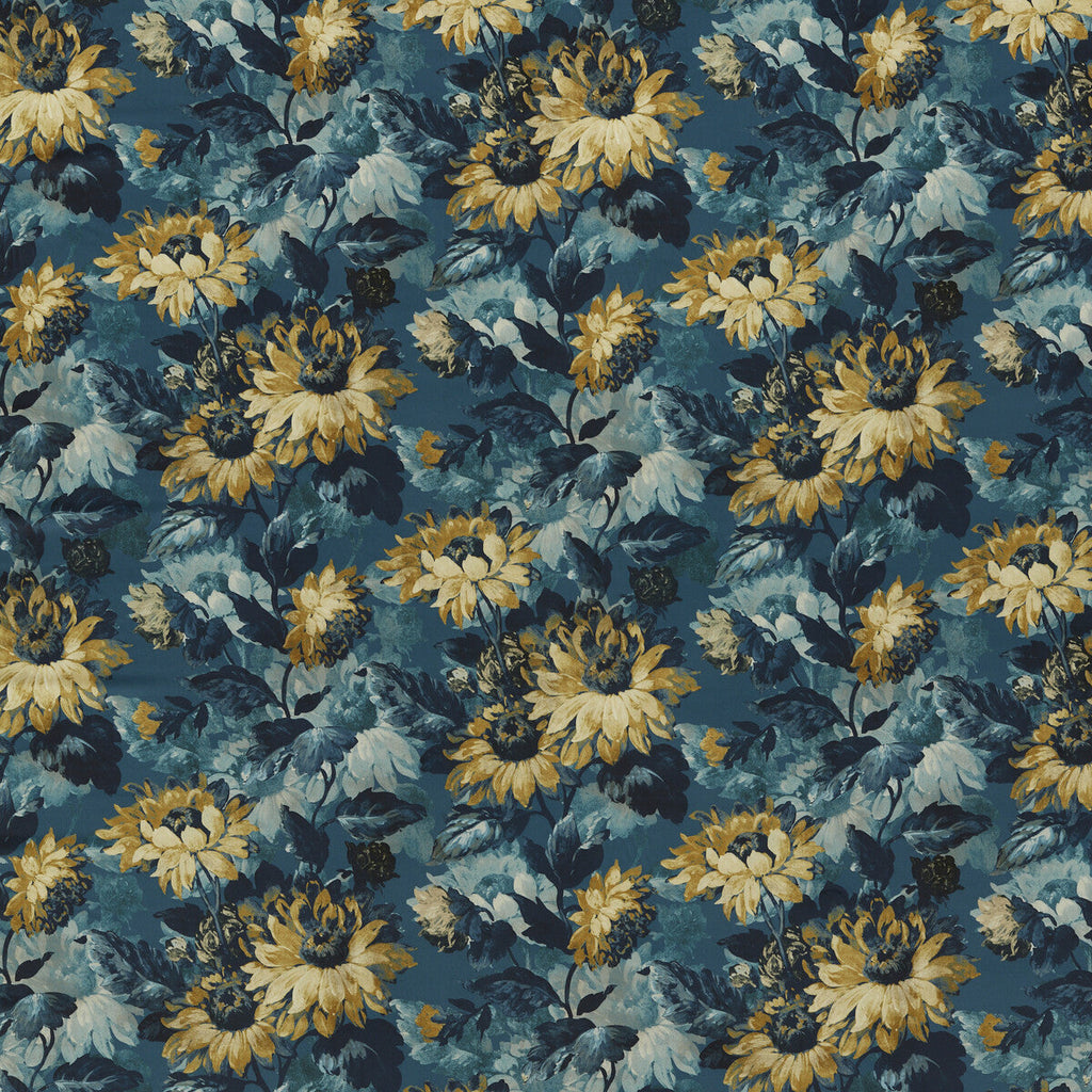 Samples and Purchasing available for Sunforest - Denim Velvet Dark Blue By Clarke And Clarke | Clarke & Clarke Marianne | Botanical & Floral Upholstery Print at Designer Wallcoverings and Fabrics