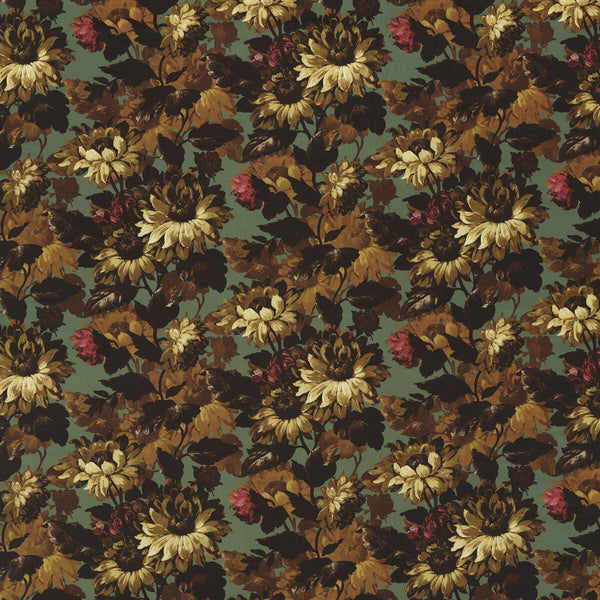 Sunforest - Russet Velvet Green By Clarke And Clarke | Clarke & Clarke Marianne | Botanical & Floral Upholstery Print