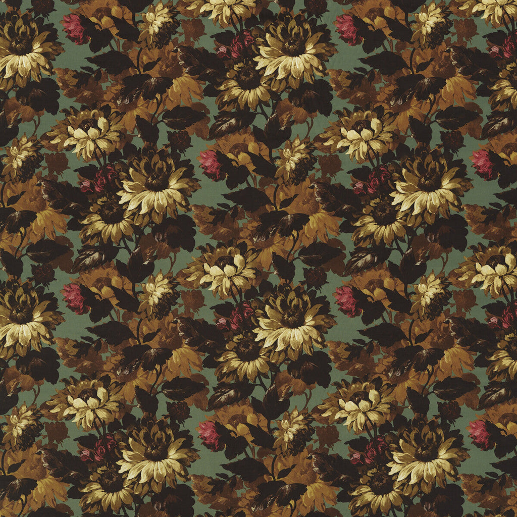 Samples and Purchasing available for Sunforest - Russet Velvet Green By Clarke And Clarke | Clarke & Clarke Marianne | Botanical & Floral Upholstery Print at Designer Wallcoverings and Fabrics