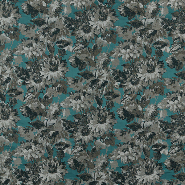 Sunforest - Jacquard Teal By Clarke And Clarke | Clarke & Clarke Marianne | Botanical & Floral Drapery