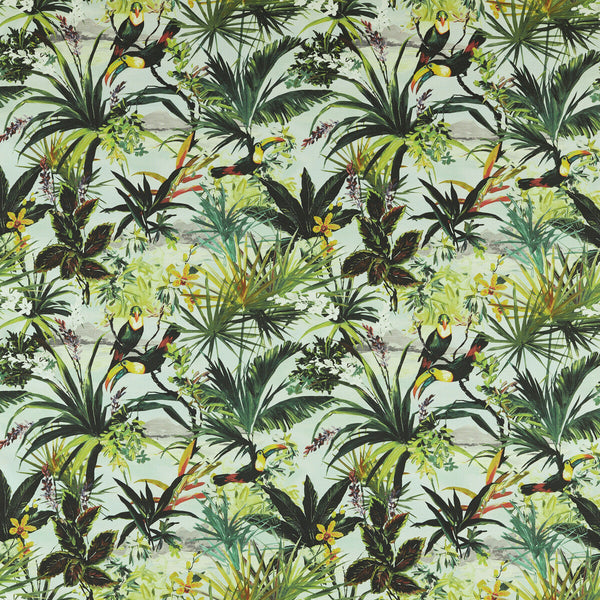 Toucan - Outdoor Blue By Clarke And Clarke | Clarke & Clarke Alfresco |Animal/Insects Botanical & Floral Multipurpose Indoor / Outdoor