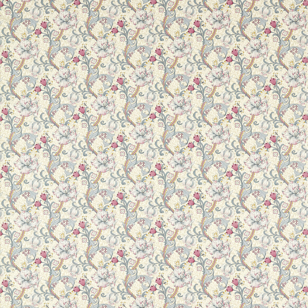 Samples and Purchasing available for Golden Lily - Dove/Plum White By Clarke And Clarke | Clarke & Clarke William Morris Designs | Botanical & Floral Multipurpose Print at Designer Wallcoverings and Fabrics