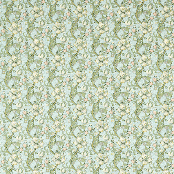 Golden Lily - Apple/Blush Light Blue By Clarke And Clarke | Clarke & Clarke William Morris Designs | Botanical & Floral Multipurpose Print
