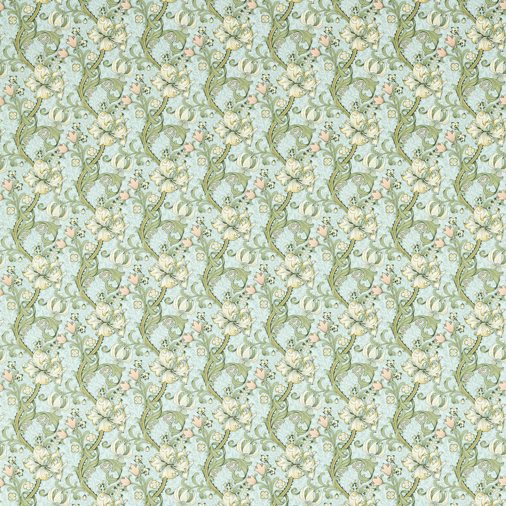 Samples and Purchasing available for Golden Lily - Apple/Blush Light Blue By Clarke And Clarke | Clarke & Clarke William Morris Designs | Botanical & Floral Multipurpose Print at Designer Wallcoverings and Fabrics
