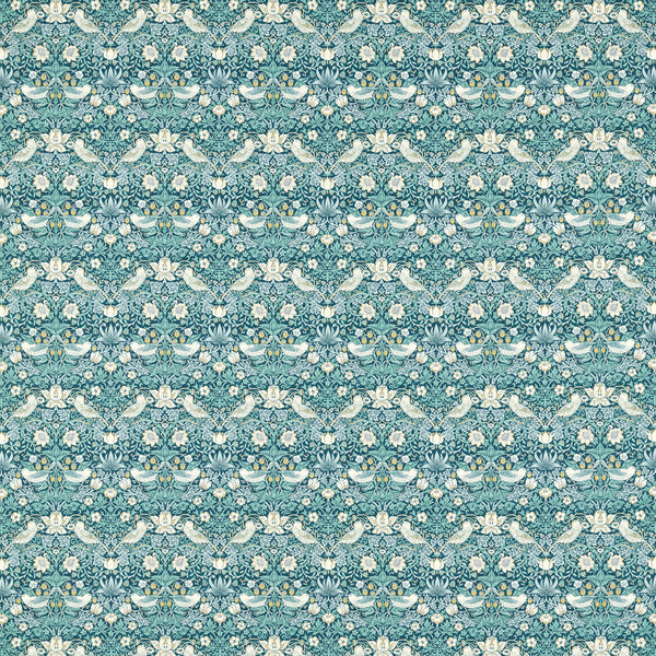 Strawberry Thief - Teal Teal By Clarke And Clarke | Clarke & Clarke William Morris Designs |Animal/Insects Botanical & Floral Multipurpose Print