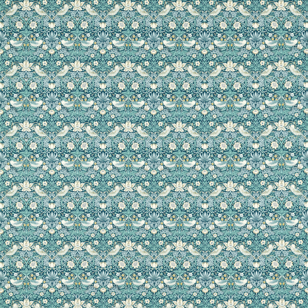 Samples and Purchasing available for Strawberry Thief - Teal Teal By Clarke And Clarke | Clarke & Clarke William Morris Designs |Animal/Insects Botanical & Floral Multipurpose Print at Designer Wallcoverings and Fabrics