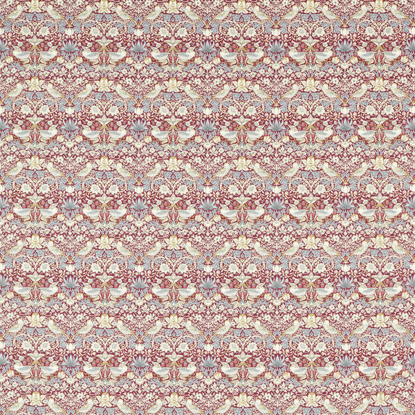 Strawberry Thief - Plum Red By Clarke And Clarke | Clarke & Clarke William Morris Designs |Animal/Insects Botanical & Floral Multipurpose Print