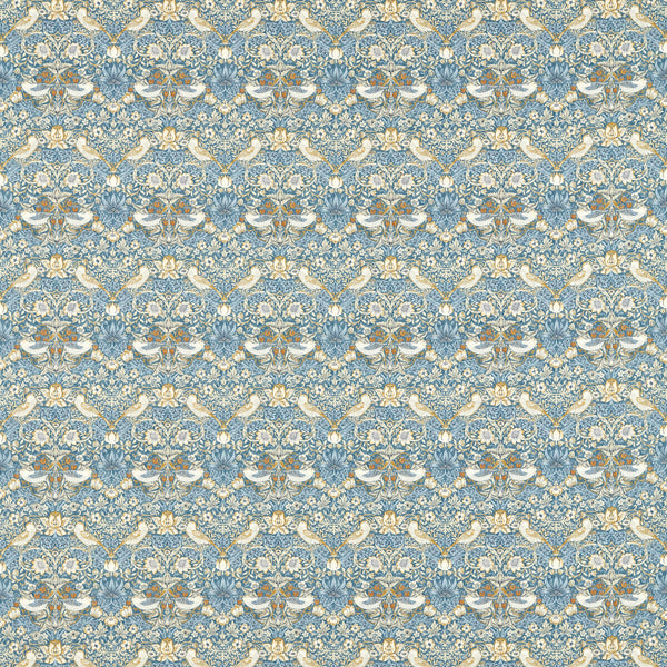 Strawberry Thief - Denim Light Blue By Clarke And Clarke | Clarke & Clarke William Morris Designs |Animal/Insects Botanical & Floral Multipurpose Print
