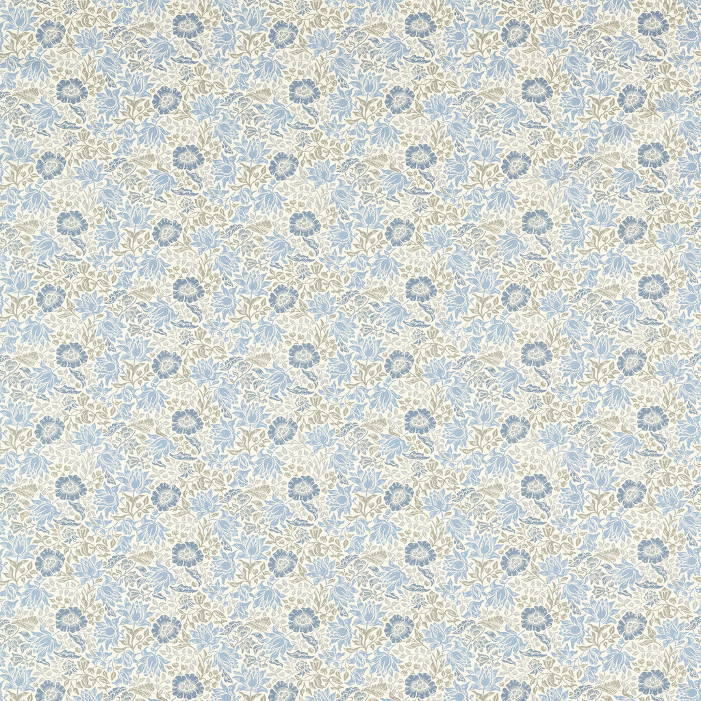 Samples and Purchasing available for Mallow - Denim/Ivory Light Blue By Clarke And Clarke | Clarke & Clarke William Morris Designs | Botanical & Floral Multipurpose Print at Designer Wallcoverings and Fabrics
