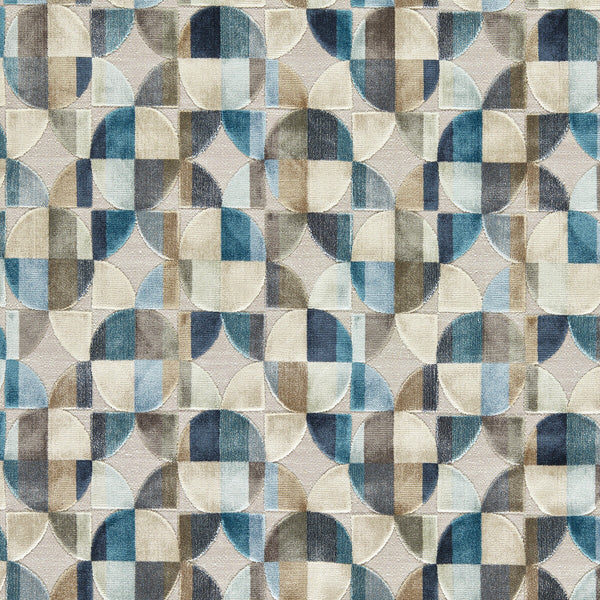 Delaunay - Denim Dark Blue By Clarke And Clarke | Clarke & Clarke Urban |Geometric Texture Upholstery Velvet