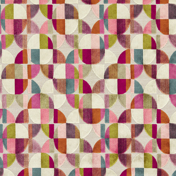 Delaunay - Magenta Peacock Pink By Clarke And Clarke | Clarke & Clarke Urban |Geometric Texture Upholstery Velvet