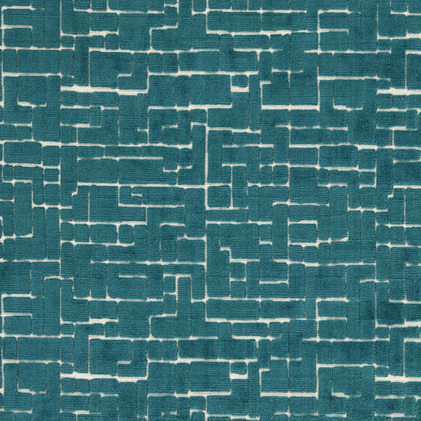 Kupka - Peacock Teal By Clarke And Clarke | Clarke & Clarke Urban |Geometric Texture Upholstery Velvet