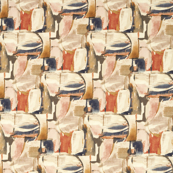 Figura - Midnight/Spice Rust By Clarke And Clarke | Clarke & Clarke Vivido | Abstract Multipurpose Print