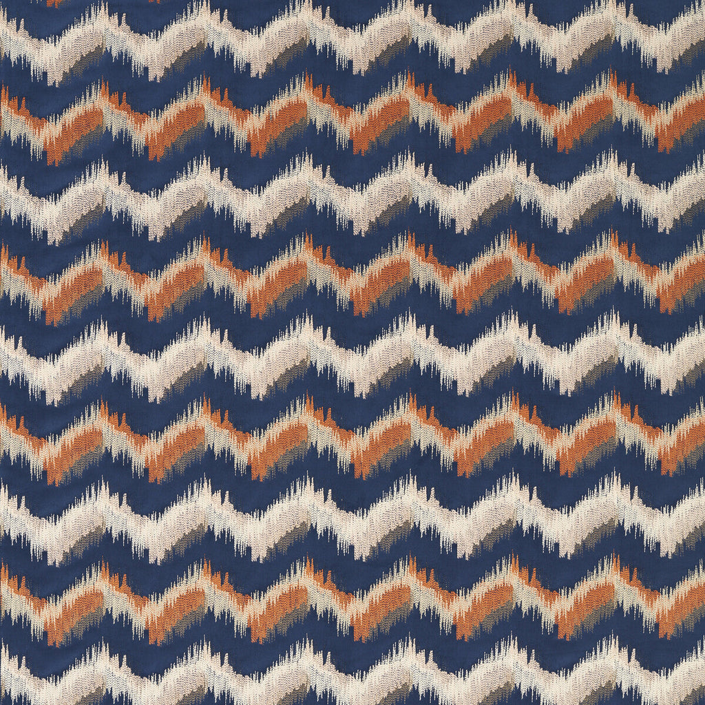 Samples and Purchasing available for Sagoma - Midnight/Spice Dark Blue By Clarke And Clarke | Clarke & Clarke Vivido |Flamestitch Metallic Upholstery Embroidery at Designer Wallcoverings and Fabrics