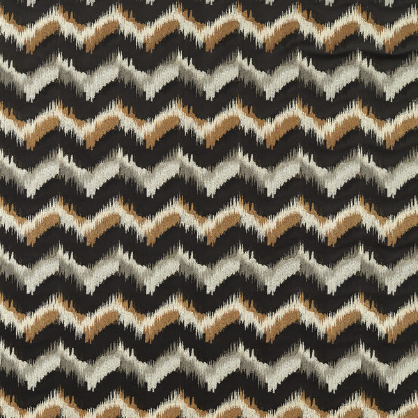Sagoma - Noir Black By Clarke And Clarke | Clarke & Clarke Vivido |Flamestitch Metallic Upholstery Embroidery
