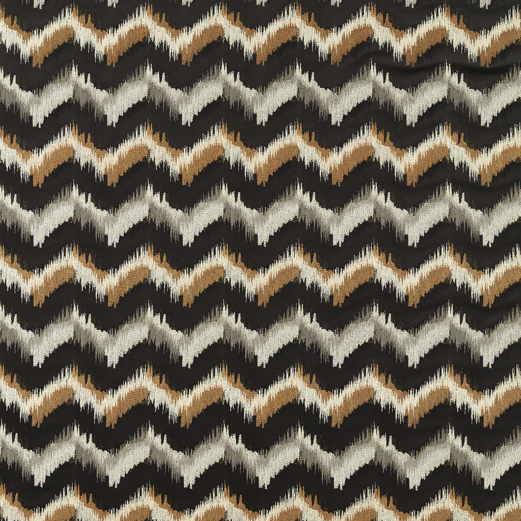 Samples and Purchasing available for Sagoma - Noir Black By Clarke And Clarke | Clarke & Clarke Vivido |Flamestitch Metallic Upholstery Embroidery at Designer Wallcoverings and Fabrics