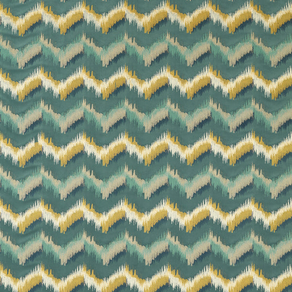 Sagoma - Teal Green By Clarke And Clarke | Clarke & Clarke Vivido |Flamestitch Metallic Upholstery Embroidery