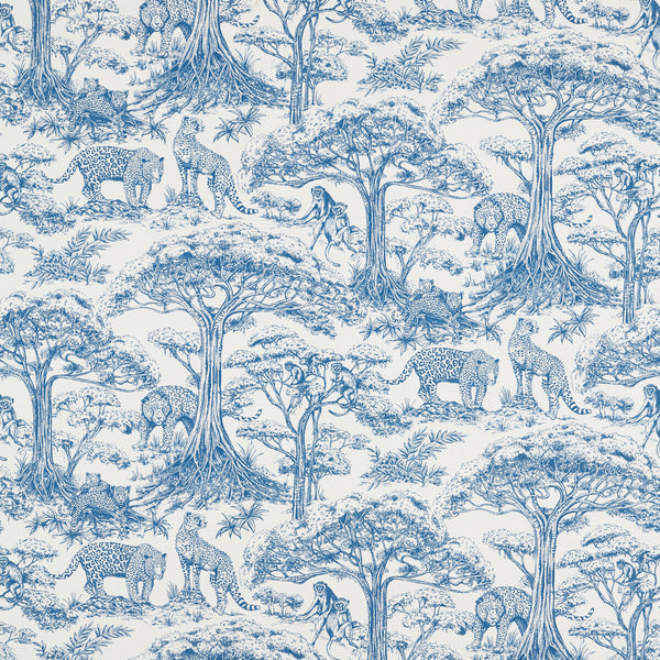 Kisumu - Caribbean Blue By Clarke And Clarke | Clarke & Clarke Breegan Jane |Animal/Insects Toile Multipurpose Print
