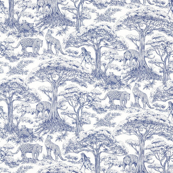 Kisumu - Midnight Dark Blue By Clarke And Clarke | Clarke & Clarke Breegan Jane |Animal/Insects Toile Multipurpose Print