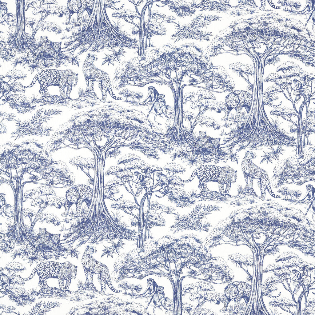 Samples and Purchasing available for Kisumu - Midnight Dark Blue By Clarke And Clarke | Clarke & Clarke Breegan Jane |Animal/Insects Toile Multipurpose Print at Designer Wallcoverings and Fabrics