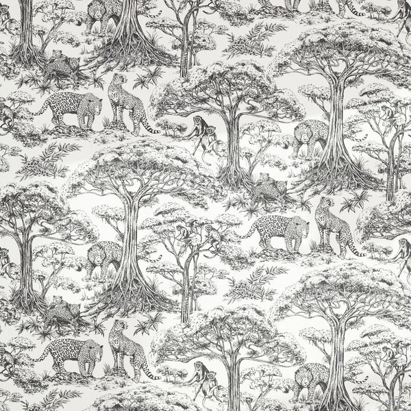 Kisumu - Noir Black By Clarke And Clarke | Clarke & Clarke Breegan Jane |Animal/Insects Toile Multipurpose Print