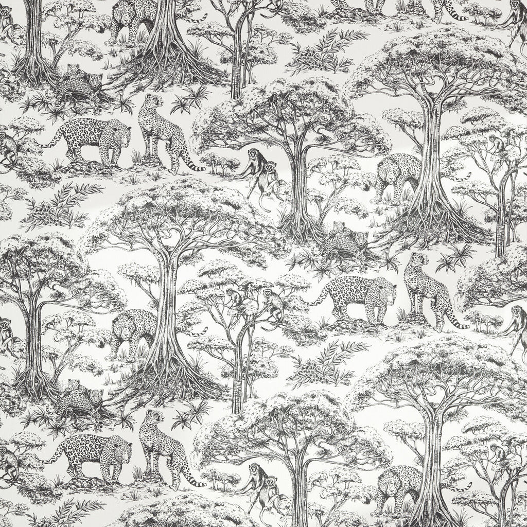 Samples and Purchasing available for Kisumu - Noir Black By Clarke And Clarke | Clarke & Clarke Breegan Jane |Animal/Insects Toile Multipurpose Print at Designer Wallcoverings and Fabrics