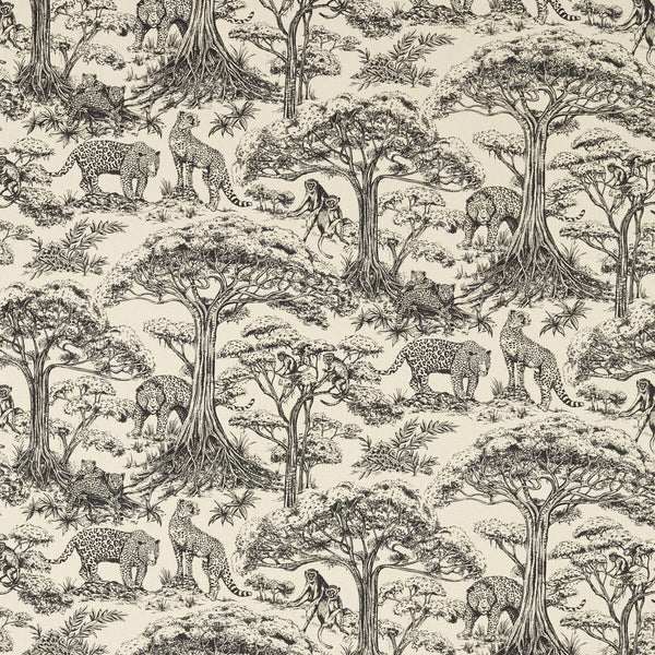 Kisumu - Noir/Linen Black By Clarke And Clarke | Clarke & Clarke Breegan Jane |Animal/Insects Toile Multipurpose Print
