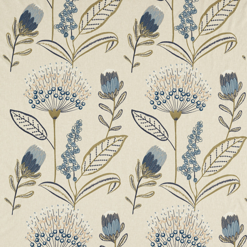 Samples and Purchasing available for Protini - Denim Sage By Clarke And Clarke | Clarke & Clarke Breegan Jane | Botanical & Floral Drapery Embroidery at Designer Wallcoverings and Fabrics
