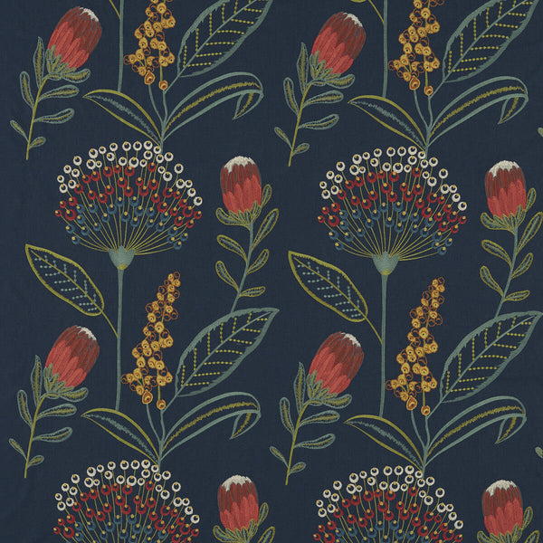 Protini - Midnight Dark Blue By Clarke And Clarke | Clarke & Clarke Breegan Jane | Botanical & Floral Drapery Embroidery