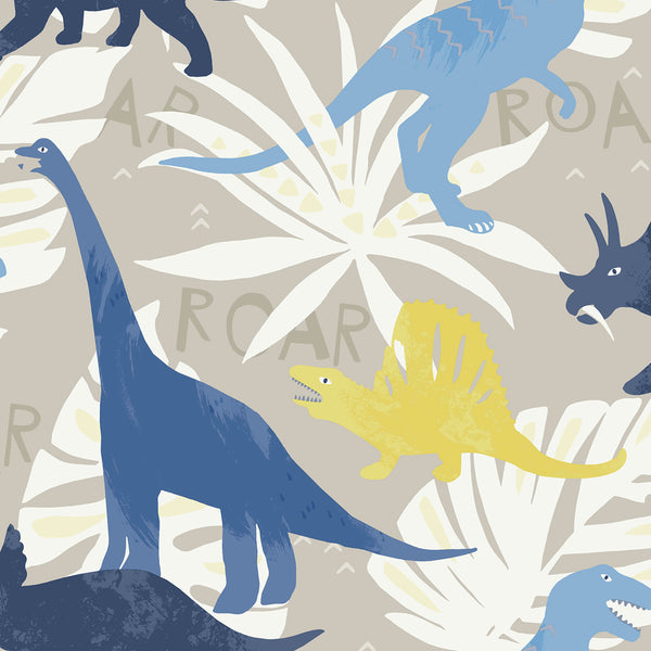 Malibu Pack Party Wallpaper - Kids/Nursery Animal Print - Blue and Yellow | Malibu Wallpaper