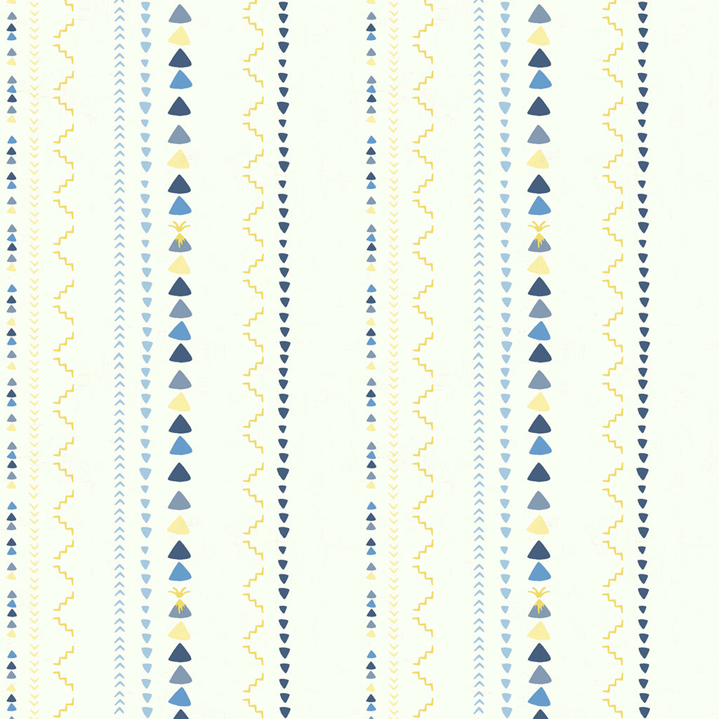 Malibu Volcano Stripe Wallpaper - Kids/Nursery Stripe - Gold and Blue | Malibu Wallpaper