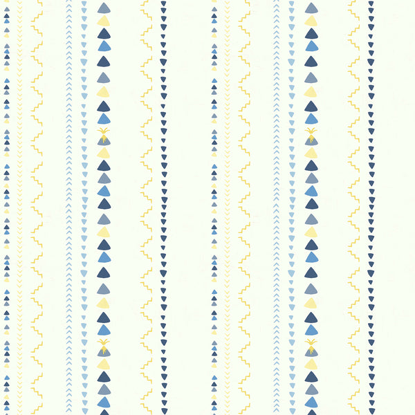 Malibu Volcano Stripe Wallpaper - Kids/Nursery Stripe - Gold and Blue | Malibu Wallpaper