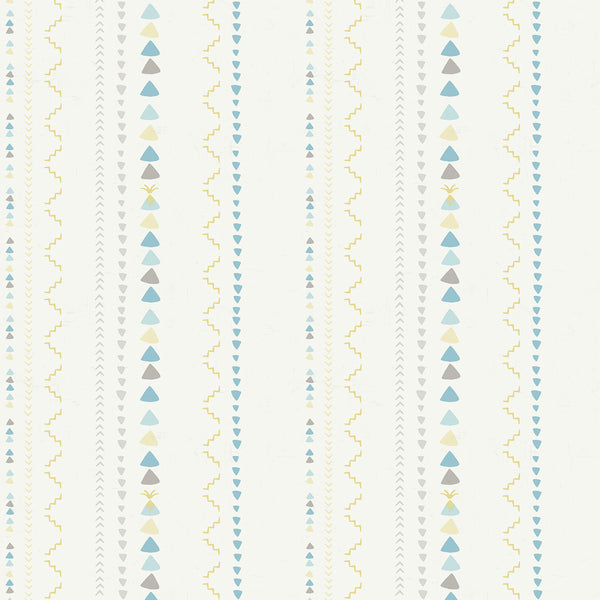 Volcano Stripe Kids/Nursery Stripe - Gray, Gold, and Blue | Architectural Wallcoverings