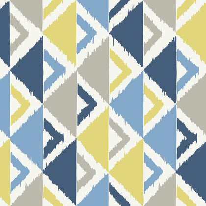 Dino Peak Kids/Nursery Geometric - Blue, Gray, and Gold | Architectural Wallcoverings