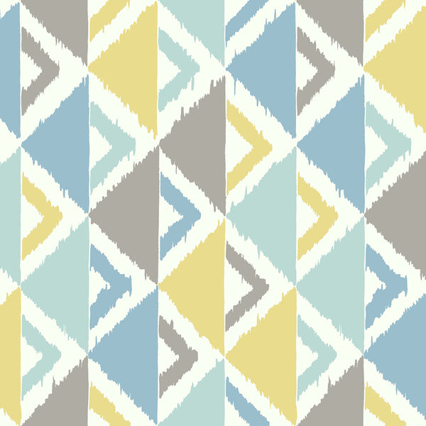 Malibu Dino Peak Wallpaper - Kids/Nursery Geometric - Light Blue, Gray, and Gold | Malibu Wallpaper
