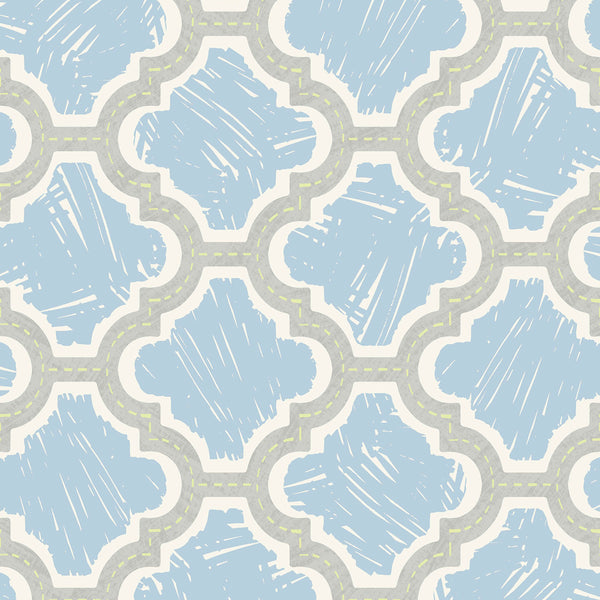Racetrack Ogee Kids/Nursery Ogee - Lime Green and Powder Blue | Architectural Wallcoverings