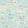Malibu Bon Voyage Wallpaper - Kids/Nursery Illustration - Teal and Periwinkle | Malibu Wallpaper