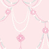 Malibu Dressed Up Drape Wallpaper - Kids/Nursery Illustration - Blush and Teal | Malibu Wallpaper