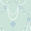 Malibu Dressed Up Drape Wallpaper - Kids/Nursery Illustration - Teal and Periwinkle | Malibu Wallpaper
